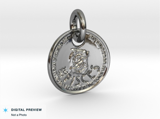 ZWOOKY Style 211 - pendant zodiac - Pisces in Fine Detail Polished Silver