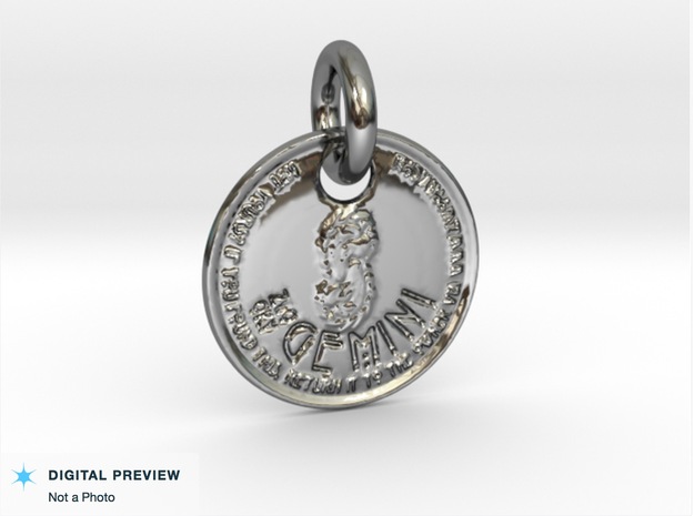 ZWOOKY Style 202 - pendant zodiac - Gemini in Fine Detail Polished Silver