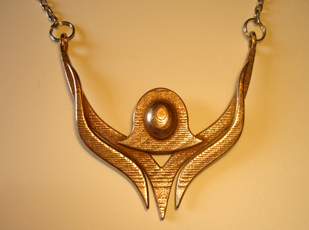 V10 Necklace Pendant in Polished Bronzed Silver Steel