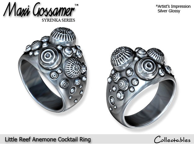 Little Reef Anemone Cocktail Ring in Polished Silver