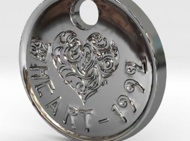 ZWOOKY Style 93 Sample - keychain heart in Fine Detail Polished Silver