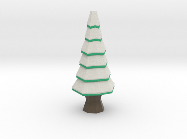 Low-Poly Snowy Tree [3.3 in] in Full Color Sandstone