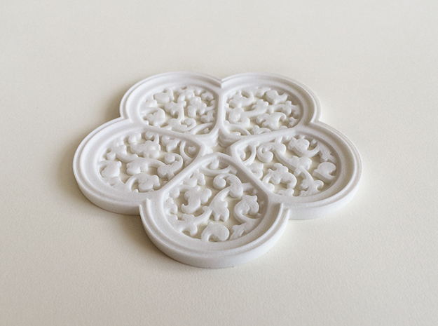 Cinquefoil Coaster in White Natural Versatile Plastic