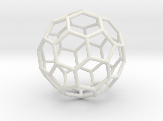 0024 Fullerene c60-ih Bonds/Truncated icosahedron in White Natural Versatile Plastic