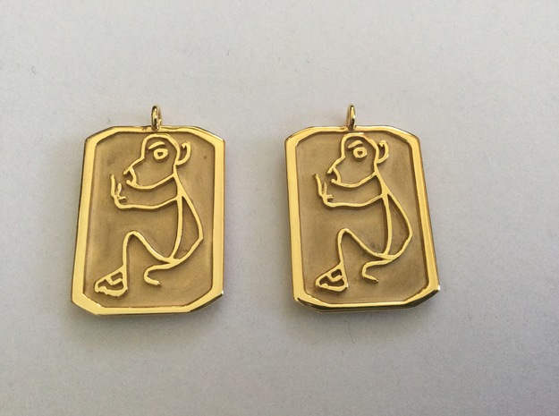 Chinese Astrology Monkey Character Earrings in 18K Gold Plated