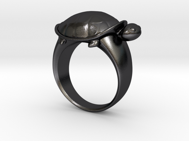 Turtle Ring (Size 7.5) in Polished and Bronzed Black Steel