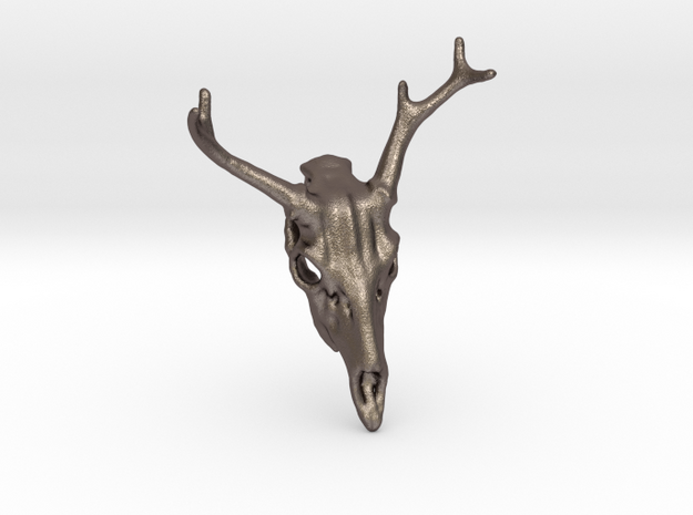 Deer Skull in Polished Bronzed Silver Steel