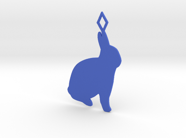 Rabbit pendant in Blue Processed Versatile Plastic