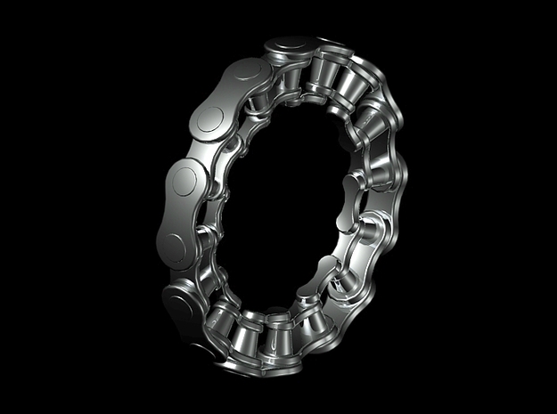 RS Chain ring 2 in Polished Silver