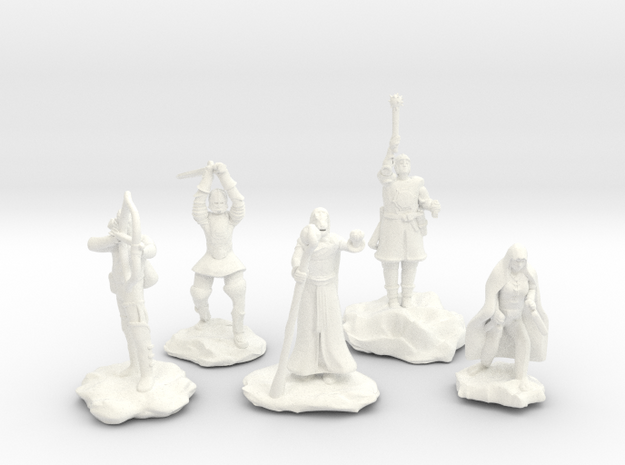 Sorcerer, Bard, Cleric, Paladin, and Rogue in White Processed Versatile Plastic