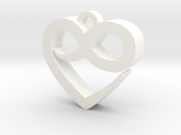 Infini Heart Necklace in White Processed Versatile Plastic