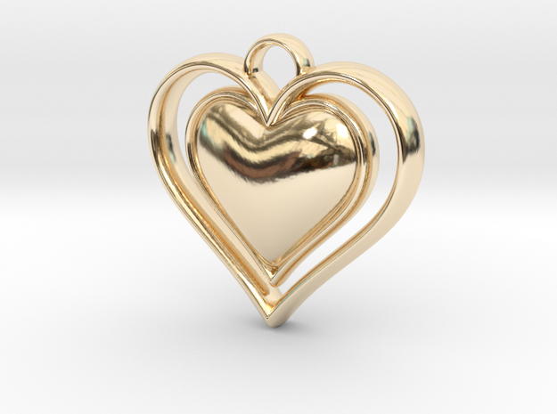 Framed Heart Pendant in 14K Yellow Gold