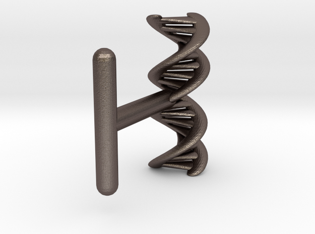 DNA helix cufflink in Polished Bronzed Silver Steel