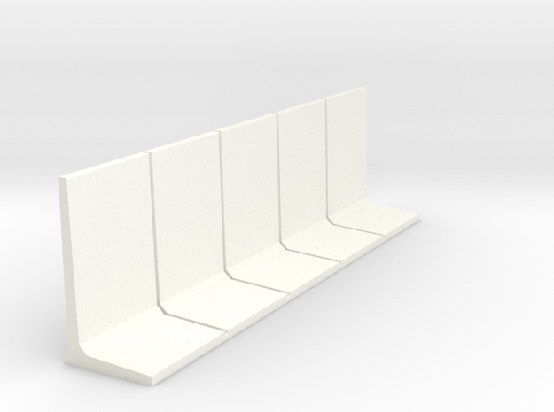 HO Retaining Wall 3000mm 5pc in White Processed Versatile Plastic