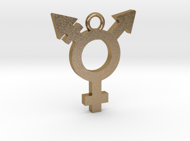 Transgender Pendant in Polished Gold Steel