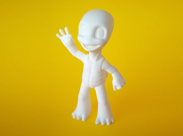 Friendly 3D Printed Turtle Figurine in White Processed Versatile Plastic