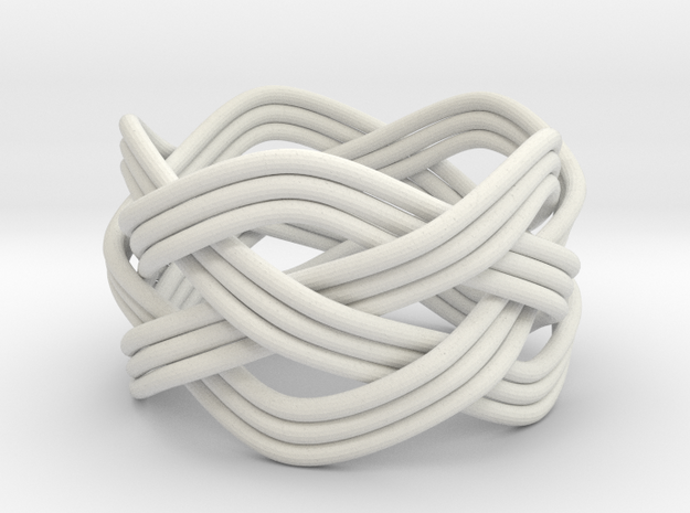 Turk's Head Knot Ring 4 Part X 5 Bight - Size 7.5 in White Natural Versatile Plastic
