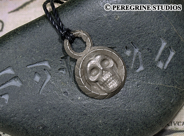 Pendant - Necromancer Amulet in Polished Bronzed Silver Steel