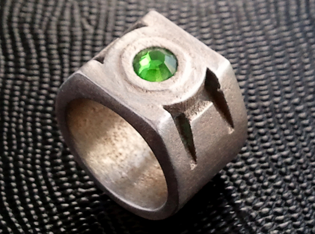 Green Lantern ring size 15 in Polished Bronzed Silver Steel