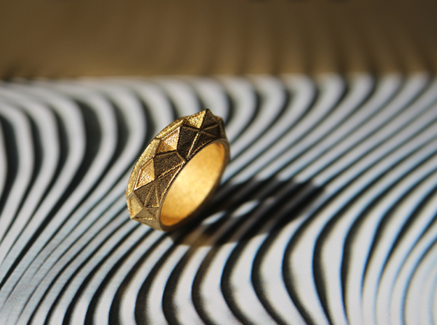 "Hearst Tower" Architecture fantasy Ring in 14k Gold Plated Brass