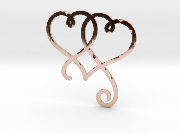 Linked Swirly Hearts (Thin) in 14k Rose Gold