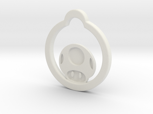 Mushroom Keychain/pendant in White Natural Versatile Plastic
