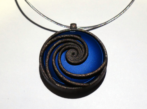 Pendant for Misfit Shine - Phi Wave in Polished Bronzed Silver Steel