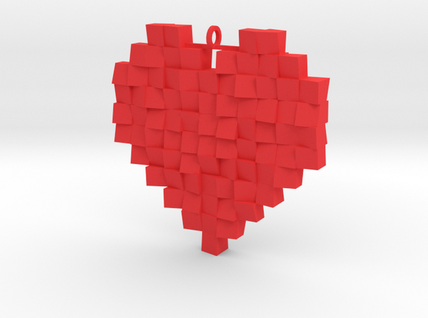 Faceted Heart in Red Processed Versatile Plastic