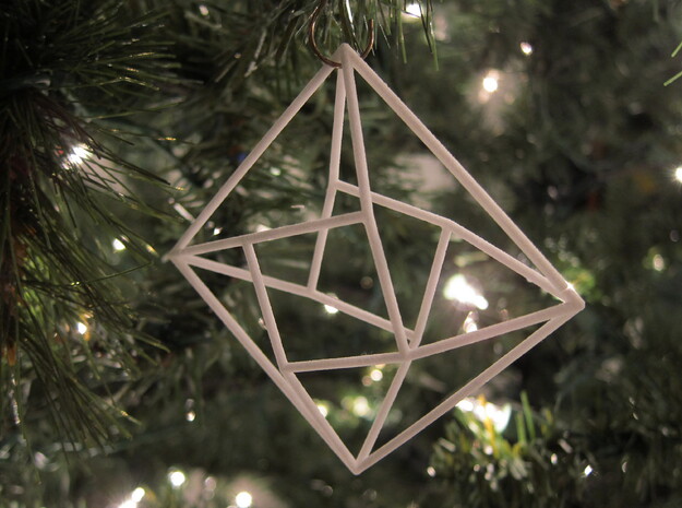 Diamond Christmas Ornament in White Natural Versatile Plastic