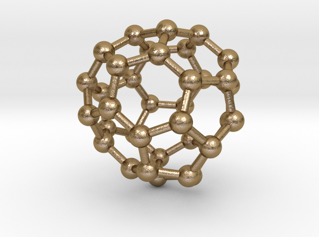 0042 Fullerene c36-14 d2d in Polished Gold Steel