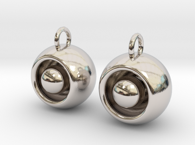 Floating Iris Earrings in Rhodium Plated Brass