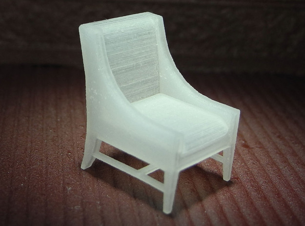1:48 Contemporary Slipper Chair in Tan Fine Detail Plastic