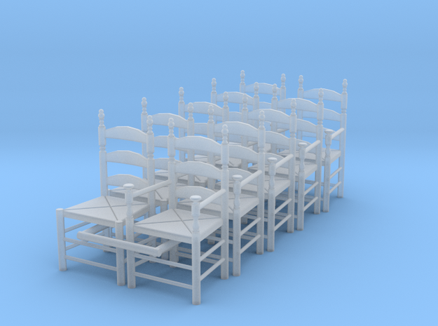 1:48 Pilgrim's Chairs (Set of 10) in Smooth Fine Detail Plastic
