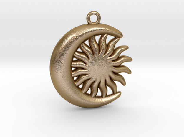Sun&Moon Pendant L in Polished Gold Steel