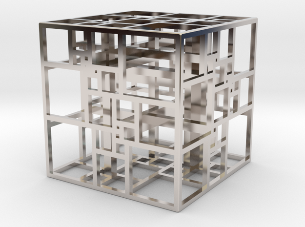 Triple SPSS Cube 28-408 (small) in Rhodium Plated Brass