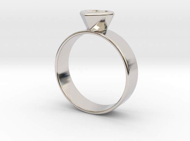 Ring with heart in Rhodium Plated Brass