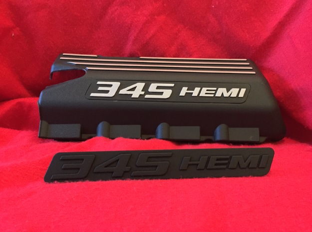 345 HEMI Cover Badge in Black Natural Versatile Plastic
