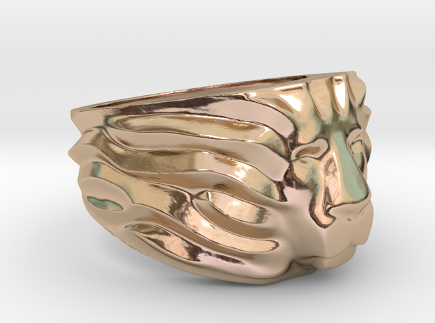 Lion's Head Ring in 14k Rose Gold Plated Brass