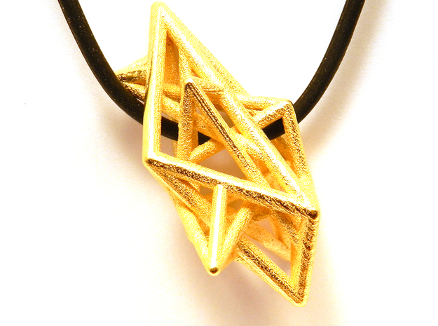 Angular Complexity Necklace in Polished Gold Steel