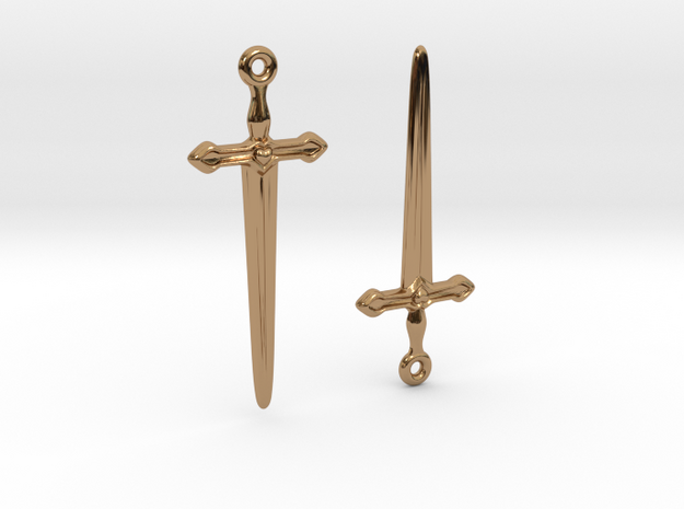 Dagger Earrings01 in Polished Brass