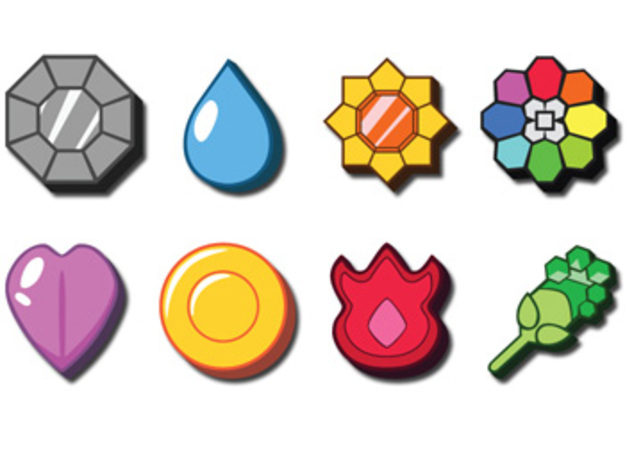 Pokemon Badges in White Natural Versatile Plastic