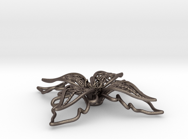 fleur de lys, giglio, lily in Polished Bronzed Silver Steel