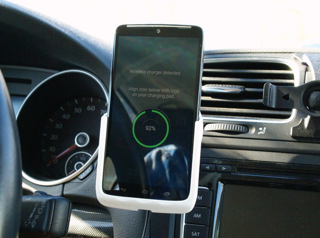 Motorola Droid Turbo - Qi Wireless Car Charge Dock in White Processed Versatile Plastic