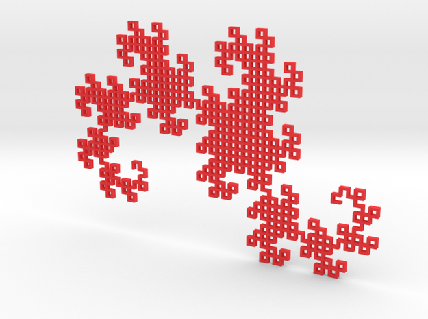 Heighway's Dragon Curve (6x4) in Red Processed Versatile Plastic