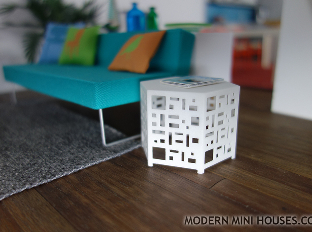 Casablanca Side Table 1:12 scale dollhouse in White Processed Versatile Plastic