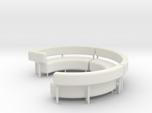 1:48 Circular Couch/Sofa Sectional in Parts in White Natural Versatile Plastic
