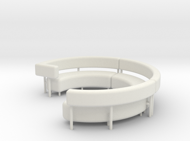 1:48 Circular Couch/Sofa Sectional Complete in White Natural Versatile Plastic