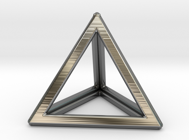TETRAHEDRON (Platonic) in Fine Detail Polished Silver