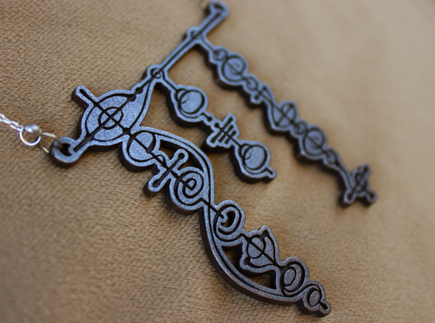 "Live Long and Prosper" Vulcan Script Pendant in Polished and Bronzed Black Steel