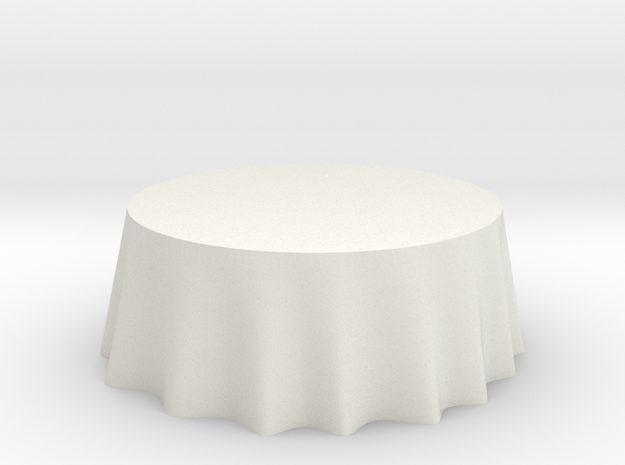 1:24 Draped Table - 72" diameter in White Natural Versatile Plastic